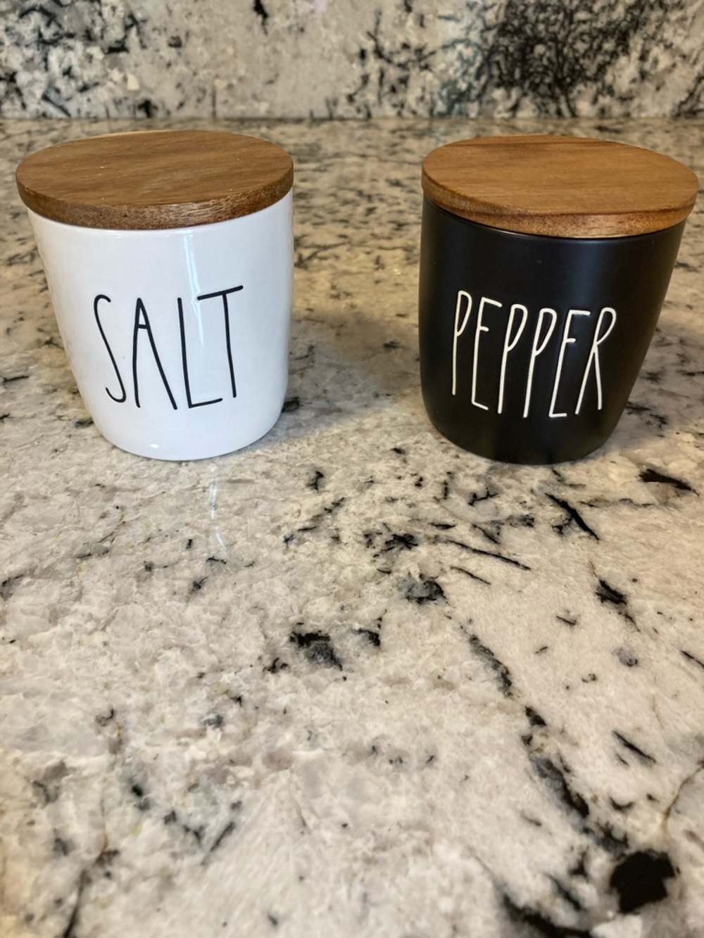 Rae Dunn Salt & Pepper Cellar Set, Ceramic - White & Black - Picture 2 of 8